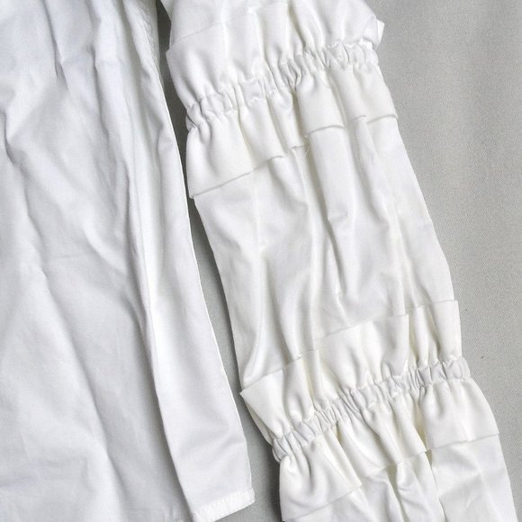 NWT$295 Alexis Ruffled Long Sleeve Button Up Shirt Poplin Cotton Blouse Top Sz S - Picture 6 of 12